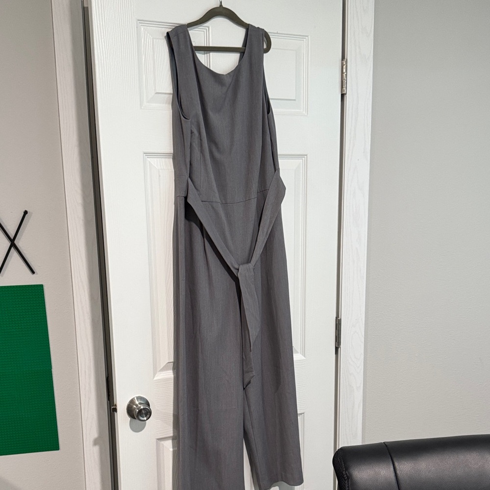 LOFT Charcoal Sleeveless Jumpsuit